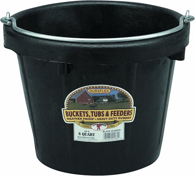 Little Giant® Rubber Pail | All-Purpose Heavy Duty Rubber Bucket | Water Bucket | 8 Quarts