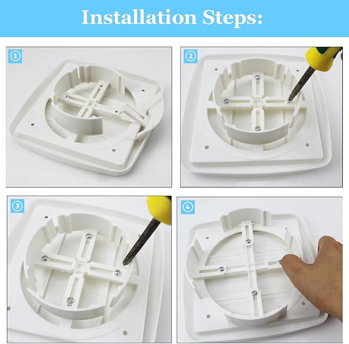 Adjustable Dryer Vent Cover Outside 4'' to 5'' to 6'' Plastic Louvered Dryer Vent Covers for Wall Airflow Vent Dryer Cover with 16 Screws, White(2Packs)