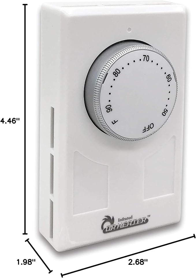 Dr. Infrared Heater DR-001 Wall Thermostat 4 wires single or Double poles 120-277V 3360-7756W, White.