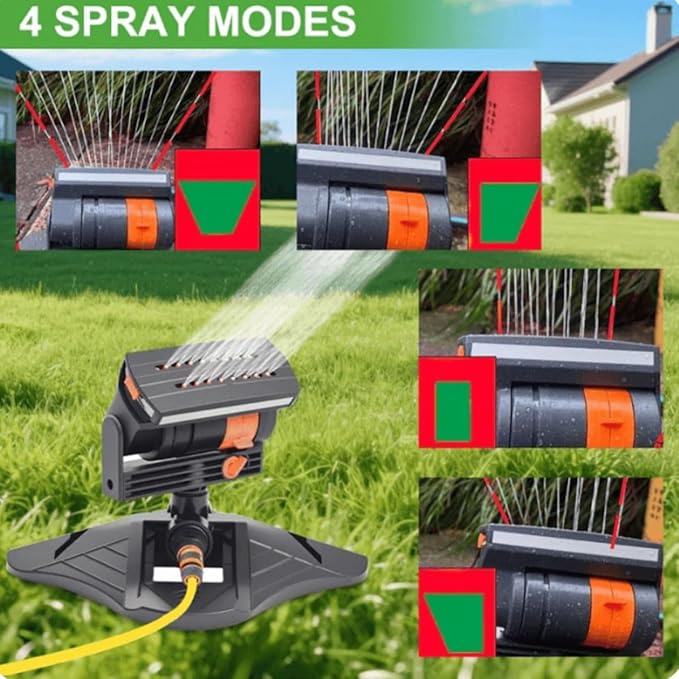 16-Nozzle Oscillating Sprinkler with Dual-Zone Sprinkler Water Timer, 360° 16-Hole Automatic Rocking Sprinkler, Turbo Orbit Mist Sprinklers System for Garden (Ground-Insert, with Single-Zone Timer)