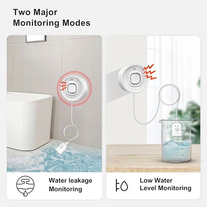 WiFi Water Leak Detector for Home & Basement – 100dB Alarm, Tuya APP Alerts, Compatible with Alexa, 2.4G WiFi (No Hub Required)