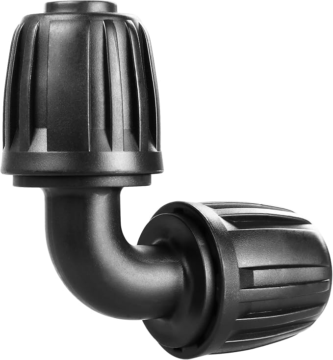 Gardrip Drip Irrigation Fittings for 1/2 Inch Drip Tubing (1/2" ID x 0.65" OD)：1/2'' Drip Line 90 Degree Elbows Anti-drop Locked Nut Barbed Elbow Connectors Garden Irrigation System Parts (10 Pack)