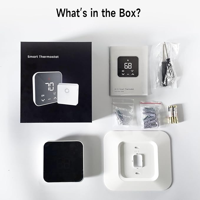 Smart Thermostat for House, WiFi Programmable Thermostat, Compatible with Alexa and Google Assistant, Remote Control Tuya/Smart Life, 𝗖-𝗪𝗶𝗿𝗲 𝗥𝗲𝗾𝘂𝗶𝗿𝗲𝗱 (Black)