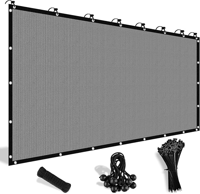 Shade&Beyond Customized Size 90% Sun Shade Cloth with Grommets, 06' X 08' Pergola Shade Cover Canopy, Mesh Tarp Sun Screens for Patio, Outdoor, Garden, Backyard, Light Gray, GN03