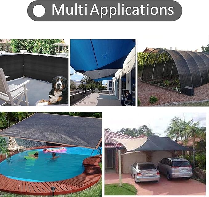 Shade Cloth - Garden Shade Mesh Netting with Grommets Outdoor Sun Shade Cover for Pergola Patio Plants Greenhouse Chicken Coop Black Shading Rate 70% -90% (6X3FT)