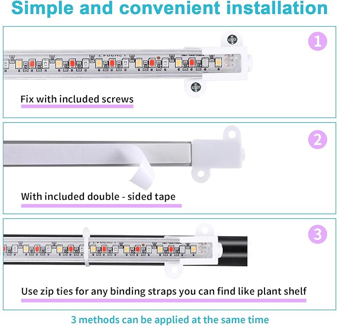 Hywyimlait 7.8'' LED Grow Light Strips, Grow Lamps for Indoor Plants Full Spectrum, Plant Light with 4/8/12H Timer, 10 Dimmable Levels for Seedling Succulent,Best Match for Plant Shelf, 3 Head