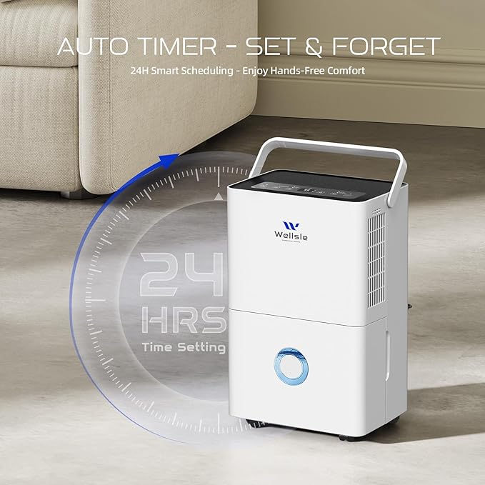 Energy Star Certified Dehumidifier for Home and Basement, Portable Dehumidifier with Drain Hose and Water Tank, Quiet Dehumidifiers for Bedroom, Living Room, Garage. (80 Pints)