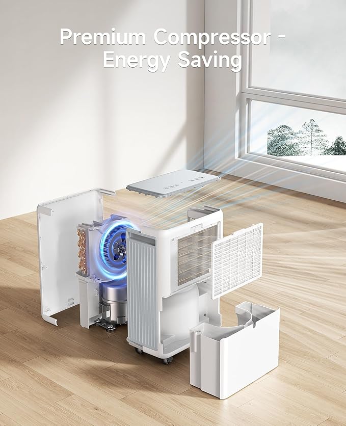 2000 Sq. Ft Dehumidifier for Basement, 30 Pint Dehumidifiers for Home, Bedroom and Bathroom, 3 Modes Dehumidifier with Drain Hose, Smart Humidity Control, 24H Timer, Child Lock (White)
