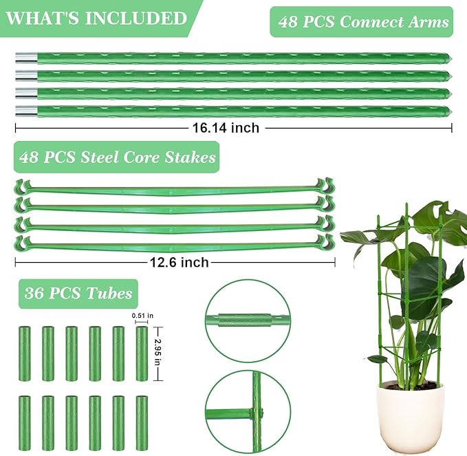 Moirsunt 66Inch Tall Tomato Cage for Garden, 4Pack Plant Support Heavy-Duty Garden Stakes, Tomato Trellis for Potted Plants, Height Adjustable Tomato Cage Trellis for Climbing Plants Flowers
