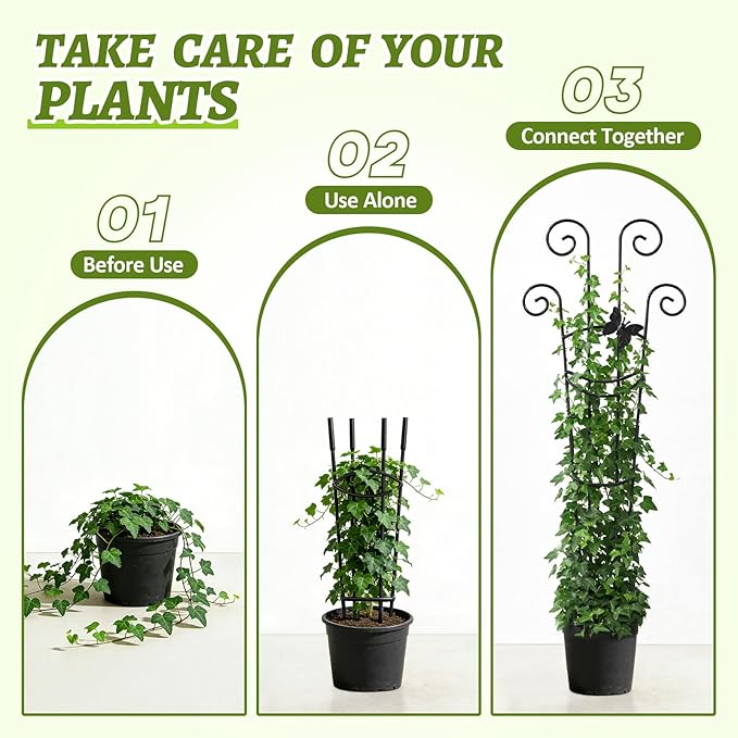 Plant Trellis 4 Pack Plant Trellis Indoor 29.96 in Expandable Metal Garden Trellis for Climbing Plants Sturdy Houseplant Support for Potted Plants with Ties Support for Ivy Pothos Hoya