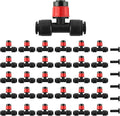 Kalolary 30Pcs Push-to-Fit Drip Irrigation Emitters for 1/4" Tubing, Adjustable 360 Degree Vortex Drip Emitters Irrigation Dripper Sprinklers with 6PCS End Plugs for Garden Irrigation System(Red)