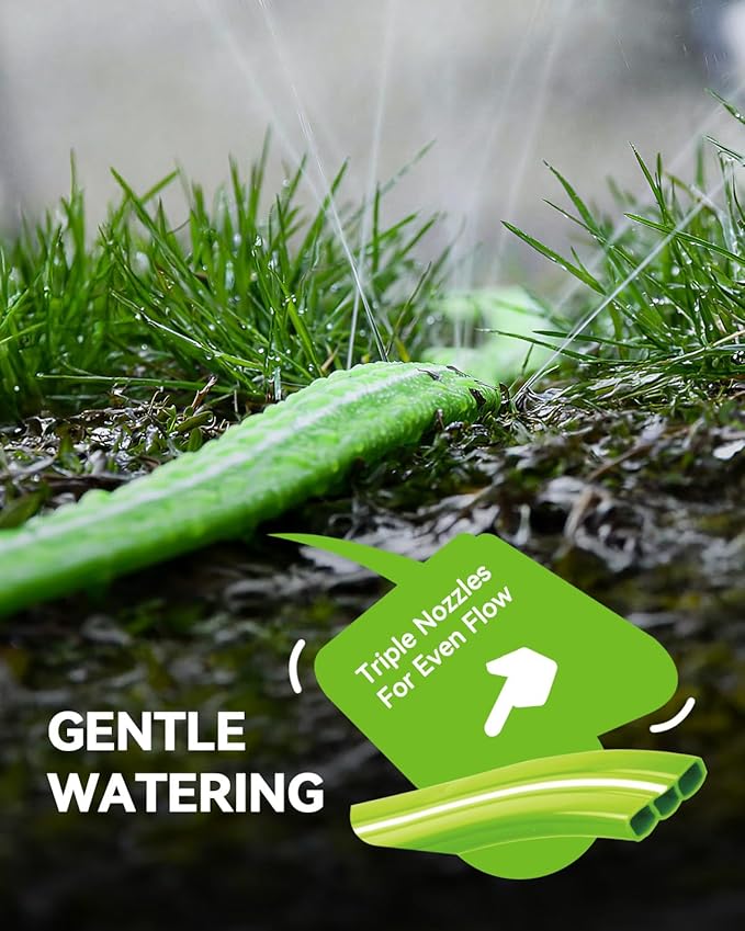 RAINPOINT Sprinkler Hose with Holes 150FT, Flat Soaker Hose with Stakes, Lightweight Water Irrigation Sprinklers System for Garden, Lawn and Yard(50FT, 3Pack)