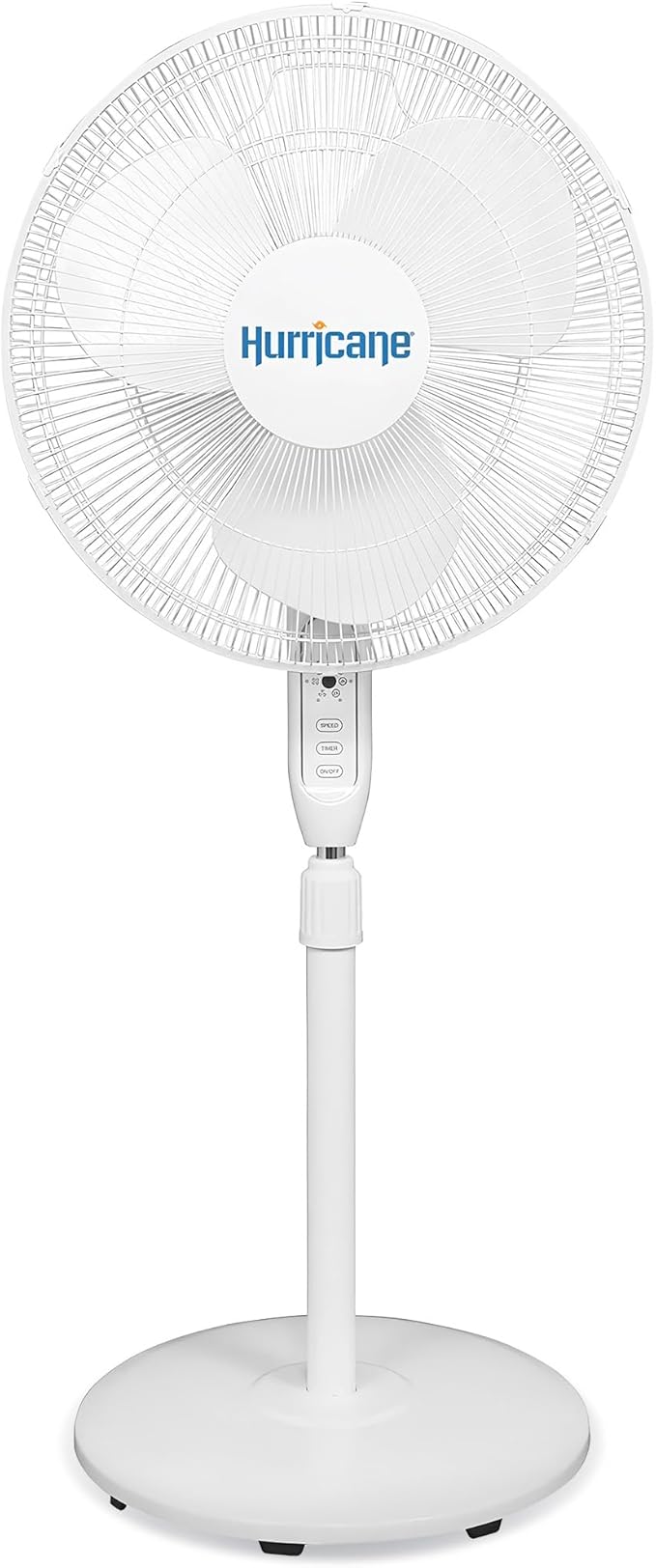 Hurricane 16" Supreme Oscillating Stand Pedestal Fan with Remote for Home, White - Standing Electric Air Cooling Unit for Indoor Room, Garage, Workshop, Shed, and Greenhouse