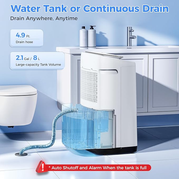 80 Pints Dehumidifier for Basement up to 5,000 Sq. Ft, Smart App Control & Intelligent Humidistat, 50 Pint (2023 DOE Standard) with Drain Hose, Ultra Quiet & Energy Efficient for Home, Garage