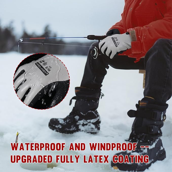 AIGEVTURE Waterproof Winter Work Gloves,Cold Weather Insulated Work Gloves Thermal Liner Superior Grip Latex Coating Warm for Outdoor XX Large