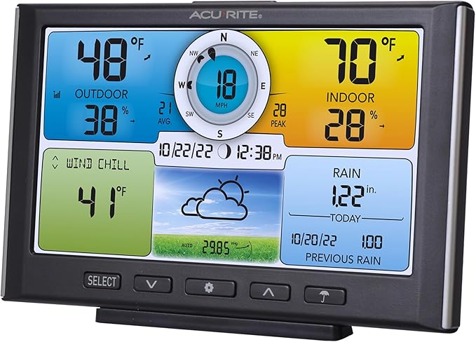 AcuRite Iris Wireless Home Weather Station, Indoor/Outdoor Temperature, Humidity, Wind Speed, Wind Direction, Rain Gauge, Classic