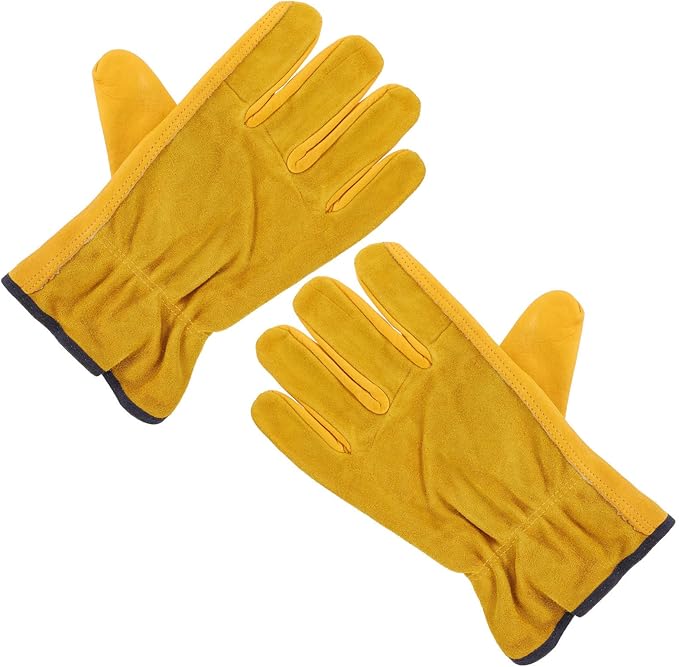 jojofuny Waterproof Leather Work Gloves Heavy-duty Protective Gardening Carpenter Gloves for Men and Women for Outdoor Labor