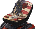 Riding Lawn Mower Seat Cover with Pockets,Deer and Flag Waterproof Tractor Seat Covers Water Protective Heat-Resistance Tractors Cushion Cover Fits Most Lawnmowers