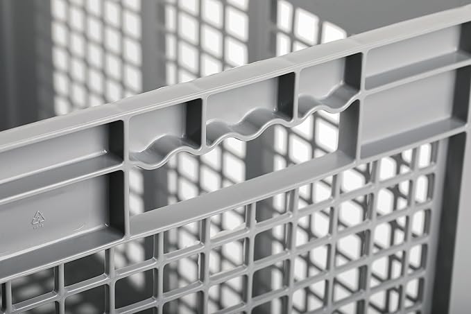 Hudson Exchange 24 x 16 x 8" (40 Pack) Mesh Straight Wall Handled Storage Container Tote, Gray