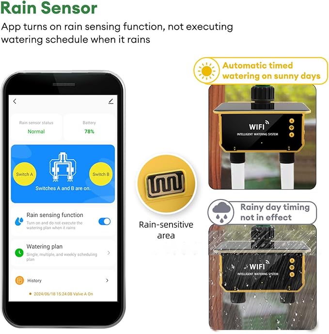 HEEPDD Smart WiFi Water Timer, Solar Powered Automatic Irrigation Controller with Rain Delay Function and Real Time APP Control, for Garden Lawn Yard Balcony Drip Sprinkler System