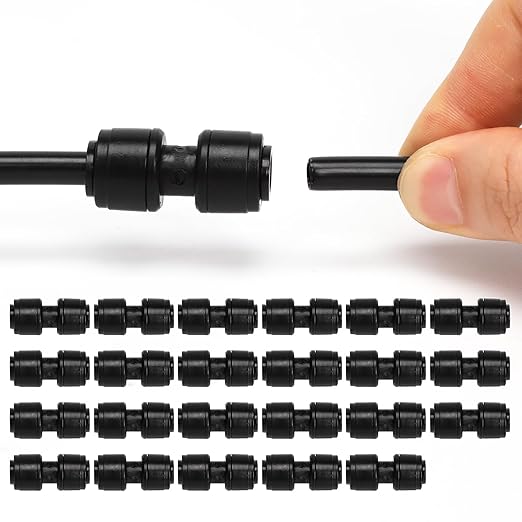 Bonviee 1/4 Inch Push-to-Connect Straight Connectors, 24 Pack – Drip Irrigation Fittings for Garden, Greenhouse, Lawn