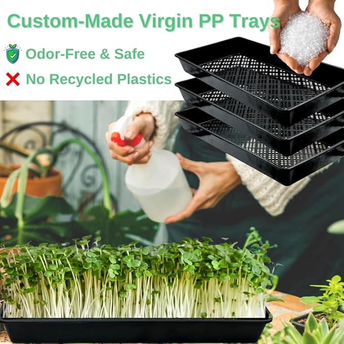 1020 Mesh Tray Soil Blocking Tray 1020 Trays Seedling Starter Trays 10 Pack Black 10x21 Inches for Microgreens Hydroponic