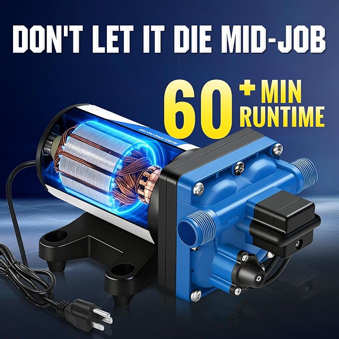 DC HOUSE 110V RV Camper Water Diaphragm Pump with Power Plug, 42-Series 5.5GPM 70PSI High Pressure, On Demand Self Priming Booster Pump for Kitchen, Bathroom, Garden Hose, Rain Barrel & Marine Use