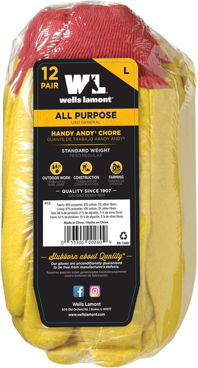 Wells Lamont Men's Work Gloves, Handy Andy Gold Gloves