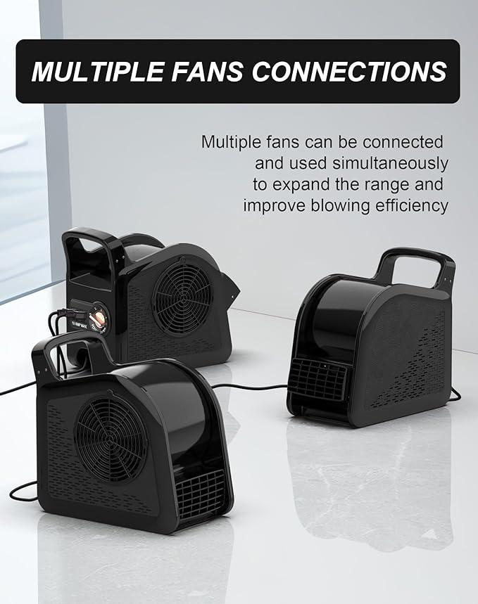 Utility Fan, 355CFM High Velocity Air Mover Floor Fan with 3 Speeds and 185° Rotation, Carpet Dryer with Removable Filter for Drying, Cooling, Ventilation for Job Site, Home Use, 12", Black