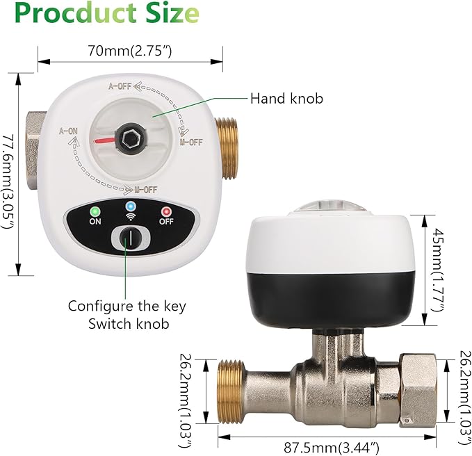 Wengart Smart Valve,USB5VDC,3/4‘’ eWeLink App,2.4GHZ,Control the Opening and Closing of Water Valves and Electric Gas Valves,Compatible with Alexa and Google Assistant