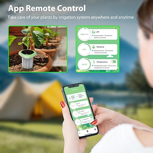 Solar Powered Soil Moisture & Temp Sensor WiFi/Bluetooth No Gateway Required | IP65 Waterproof Indoor/Outdoor Plant Monitor | Compatible with Alexa & Tuya Smart Life | Garden, Farm Hygrometer
