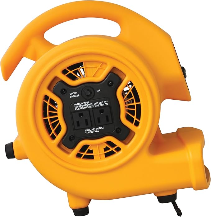 XPOWER P-130A Mini Mighty 1/5 HP 800 CFM Centrifugal Air Mover, Carpet Dryer, Floor Fan, Blower, Stackable, Daisy Chain, for Water Damage Restoration, Janitorial, Plumbing, Home Use,Yellow