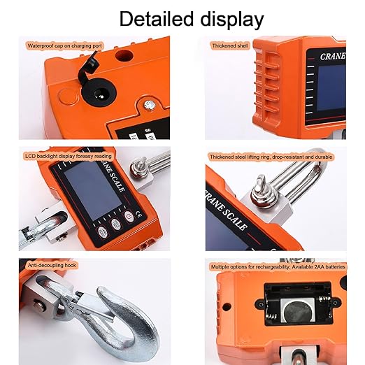 Tiandirenhe New Digital Crane Scale 2200lb/1000Kg Dual Power Options Hanging Scale Industrial Heavy Duty Crane Scale LCD Backlight for Farm,Deer,Livestock,Factory,Construction,Hunting CE Certified