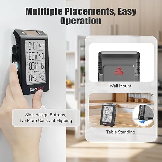 Wireless Freezer Monitor with 3 Sensors, 328ft Long Range Digital Refrigerator Thermometer with Min/Max Temp and Smart Adjustable Backlight, for Home, Garage & Breast Milk, Black