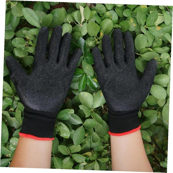 minkissy Puncture-resistant Waterproof Gardening Gloves Black Heavy-duty Yard Work Gloves for Men and Women with Anti-slip Grip and Wear-resistant Material