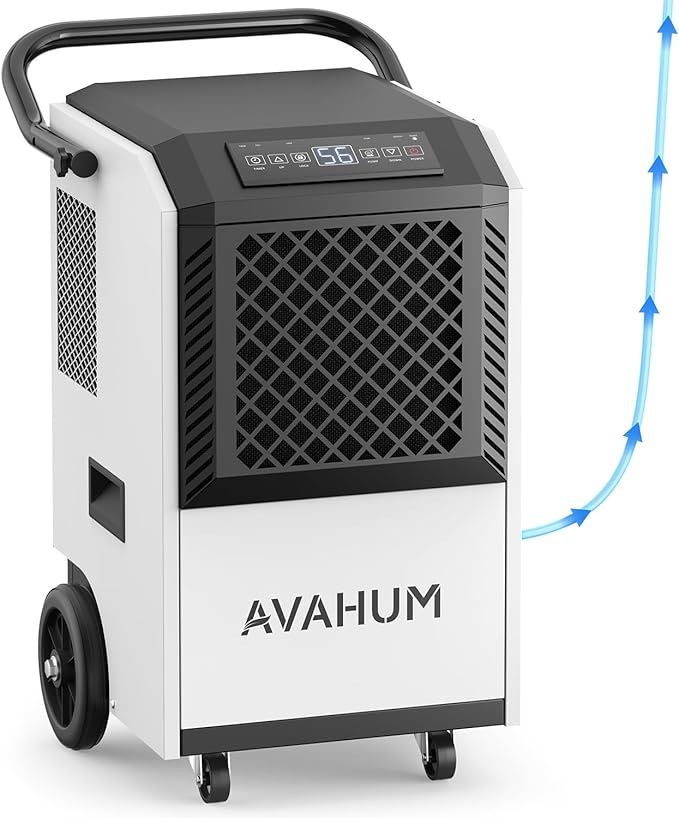 Commercial Dehumidifier with Built-in Pump,White 160 Pint Industrial Dehumidifier for Basement & Warehouse, 7500 Sq.Ft Large Dehumidifier with Drain Hose, Auto Defrost, 24H Timer, Auto Restart