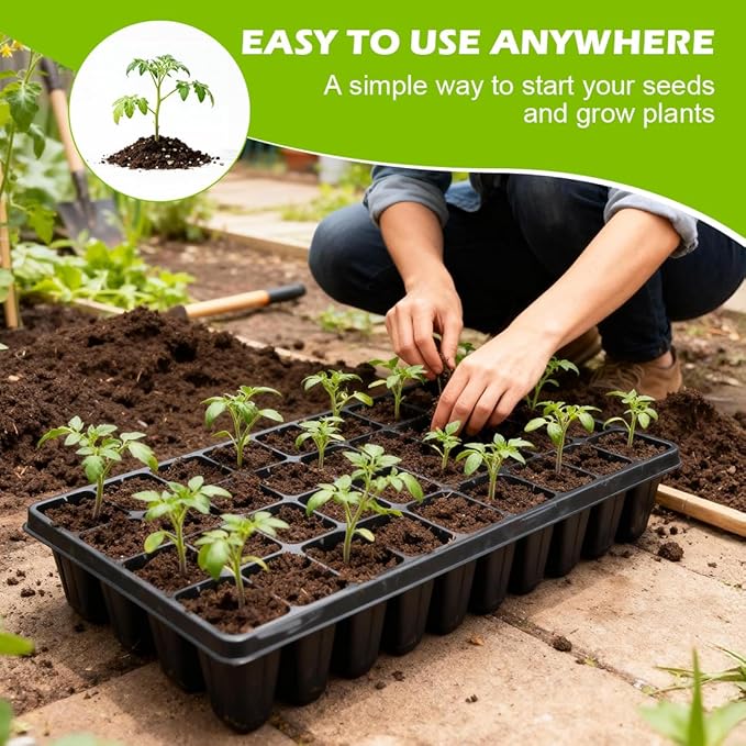 RooTrimmer 10 Pack 40 Cell Seed Starter Trays - Extra Deep 3.9" Plastic Nursery Trays, 20" x 10"，Fits Standard 1020 Flats, for Planting Seedlings, Propagation, Seed Germination and 1020 Flats Inserts