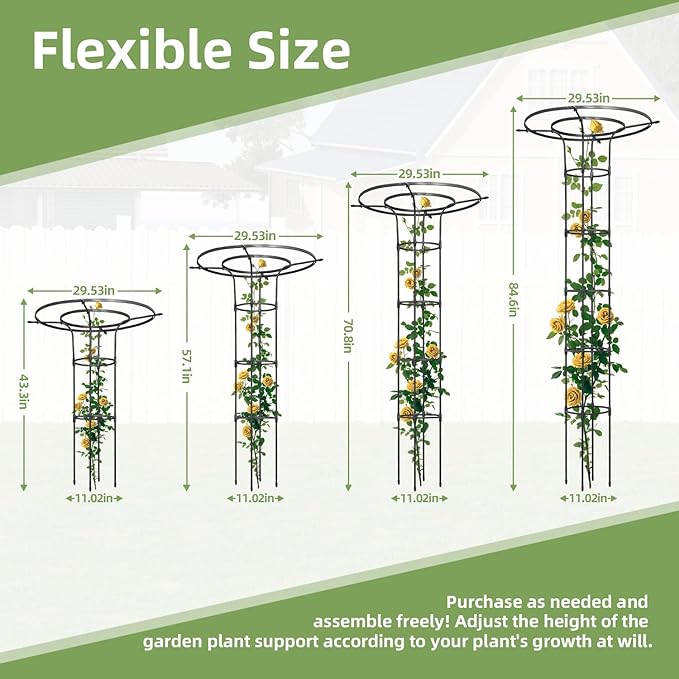 Garden Trellis for Climbing Plants Outdoor,70.9 Inch Mushroom Top Trellis, Height Adjustable Thick Twisted PE-Coated Metal Pipe,Plant Support for Potted Plants Vine Rose Clematis Vegetables