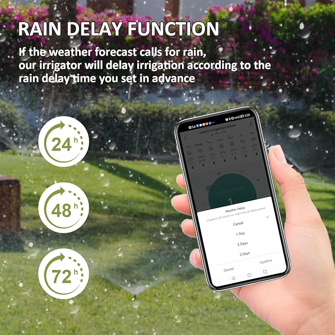 FRANKEVER WiFi Sprinkler Irrigation Timer, Automatic Garden Watering Hose Timer with Upgraded Rain Delay, Compatible with Alexa & Google Assistant, Outdoor No Hub Needed for Lawn Yard Watering