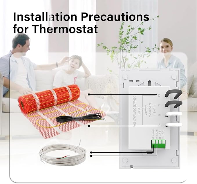 HEATIT ET-72W Programmable Thermostat with Voice Control with WiFi for Electric Radiant Floor Heating, Dual Voltage & Dual Sensing, Interactive Color Touch Screen Interface with 10ft Sensor Wire