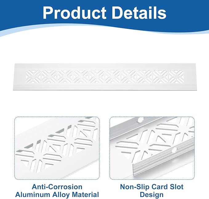 uxcell Aluminum Alloy Air Vents, 300 x 50mm / 11.8 x 2" Rectangle Louvered Ventilation Grille Cover with Mounting Screws for Door Cabinet Wardrobe, Silver