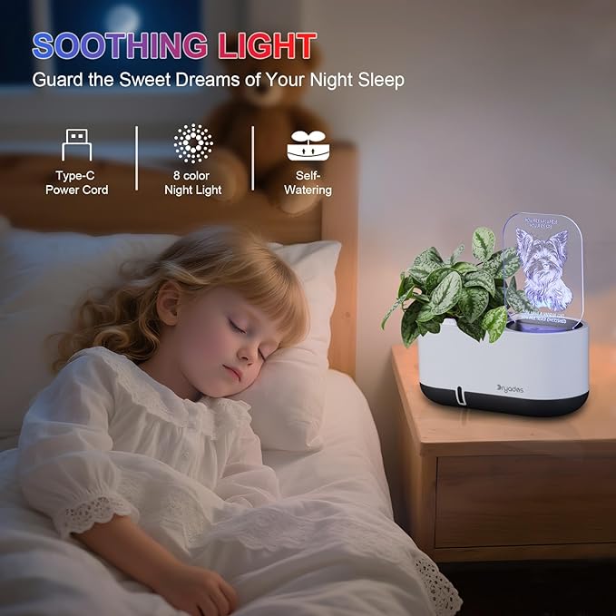 Self-Watering Plant Pot with LED Note Board & 7 Colors Pen, Led Acrylic Message Board with Plant Pot,Dog Board Night Light with Planting Pot for Mother's Day/Thanksgiving/Gifts(No Plant&Seed)