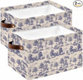 Tiger Leopard Storage Bins Cubes Waterproof Cloth Storage Basket, Farmhouse Retro Nature Forest Trees Animals Foldable Storage Bags for Shelf Closet Clothes Organizers with Handles 15x11x9.5 in 2PCS