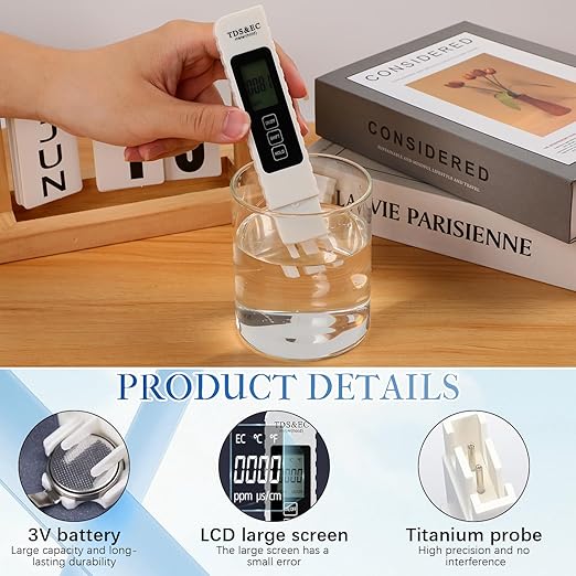 4 in 1 Digital Water Quality Tester,2025 NewTDS/EC/Temperature（°C/°F）Meter,0-9990 PPM Meter,Water Tester for Drinking Water RO/DI System Aquarium