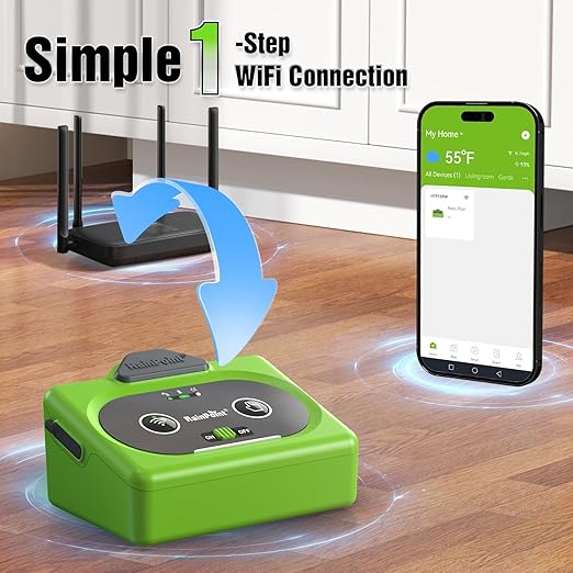 RAINPOINT Direct WiFi Automatic Plant Waterer System,APP Control WiFi-Enable Smart Indoor Drip Irrigation Kit,Rechargeable Battery Backup Local Storage Push&Email Notification Water 10-15 Plants