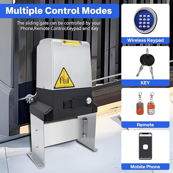 4400lbs 750W Automatic Sliding Gate Opener APP Control with 4 Remotes, Automatic Motor Remote Kit with Wireless Keyboard,Gate Operator Hardware Security System Kit for Sliding Gate Up to 40 Feet