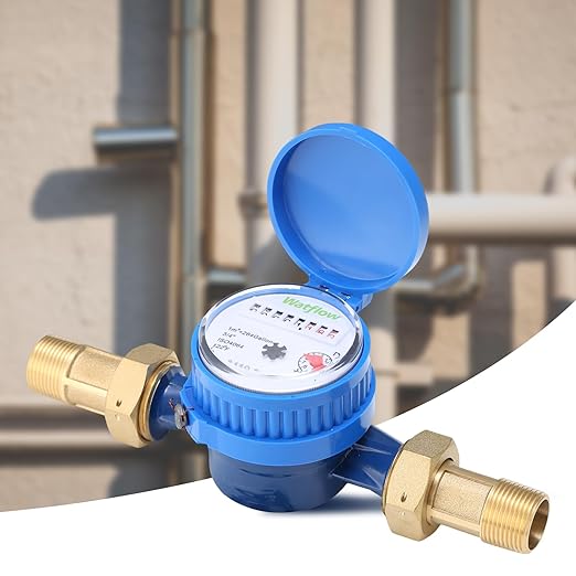 Watflow DN20 Water Meter 3/4" NPT, ISO4064 Certification Cubic Water Flow Meter, Cold Water Meter for Garden/Home/Apartment, Horizontal Install.