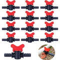 Kalolary 20PCS Drip Irrigation Switch Valves, 1/2" in-Line Ball Shut Off On Valve Barbed Tee Straight Valves for 16mm Tube 1/2 Inch Barbed Valves Gate Irrigation Fittings for Pipe Connection System