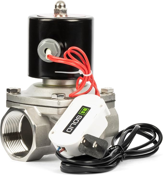 U.S. Solid Smart WiFi Stainless Steel Solenoid Valve, 1-1/2", 110V AC, Normally Closed, App Remote Control for Irrigation & Automation