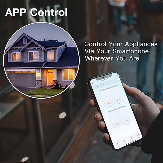 BSEED 4 Gang Smart Switch - Alexa WiFi Light Switch, Touch Control, Timer Function, Compatible with Alexa, Google Assistant, Remote Control